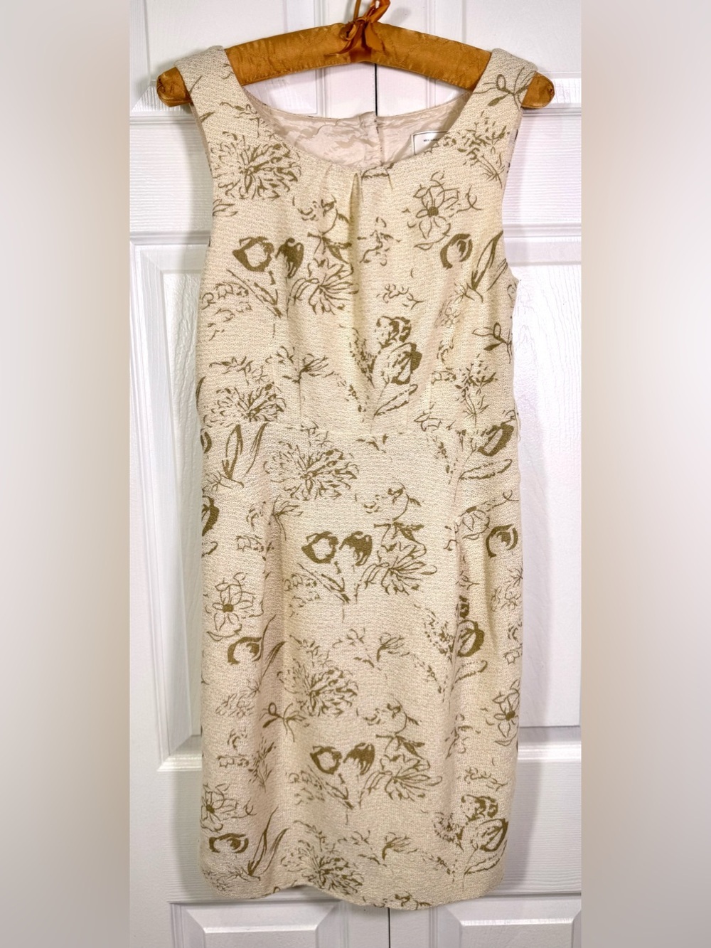 Anthropologie Moulinette Soeurs Cream Gold Back Cutout Peplum Mini Dress Women 4